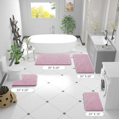 OLANLY Bathroom Runner Rugs 45x27, Extra Soft Absorbent Chenille Bath Rugs