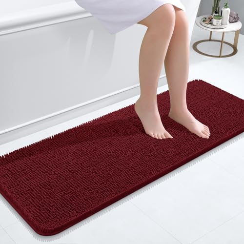 OLANLY Bathroom Runner Rugs 47x17, Extra Soft Absorbent Chenille Bath Rugs
