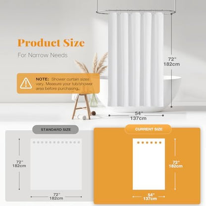 BTTN Narrow Linen Textured Waterproof Thick Shower Curtain, 54x72, White
