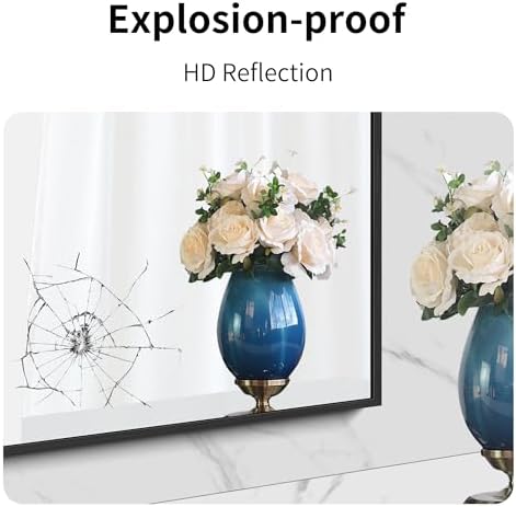 DESBING Black Bathroom Mirror for Wall, 60x36 Inch Rectangle Mirrors with Metal Frame, Modern Vanity Wall Mirror Decor for Entryway Hangs, Bathroom Living Room Horizontal or Vertical