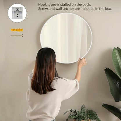 Sunniry White Bathroom Mirror 30 inch, 2 Pack Wall Mirror,Matte Metal Frame
