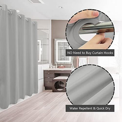 River Dream No Hook Long Shower Curtain or Liner Microfiber Grey, 71x80