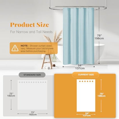BTTN 54x78 Linen Textured Waterproof Fabric Shower Curtain Set, Fog Blue