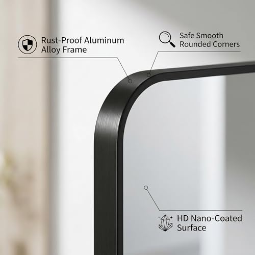 Koonmi Metal Framed Bathroom Mirror, 22"X30" Anti-Rust Bathroom Vanity Mirror, High-Definition Tempered Glass Bathroom Mirrors for Over Sink, Modern Decorative Wall Mirror for Restroom