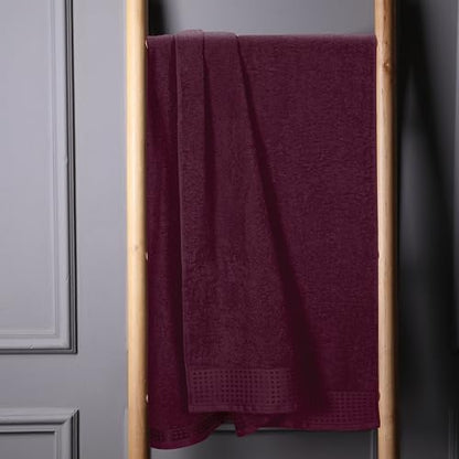 GLAMBURG 100% Cotton Oversized 2 Pack Bath Sheets 35x70, Ultra Soft Highly Absorbant Compact Quickdry & Lightweight Large Bath Sheet Set, Ideal for Gym Travel Camp Pool - Burgundy