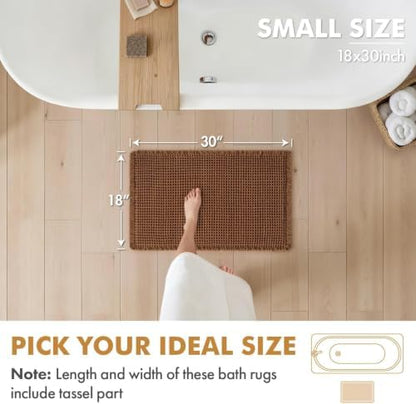 MIULEE Set of 2 Waffle Bathroom Rugs Boho Bath Mat Caramel 18x30 Inch