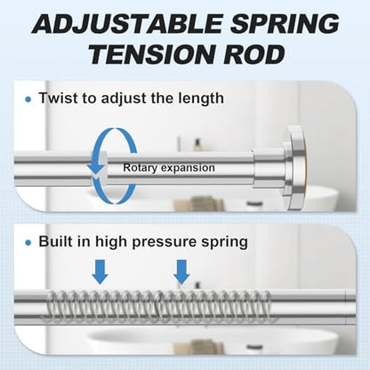 CorkLatta Chrome Shower Curtain Rod 31 to 68 Inch,1 Inch Diameter Adjustable Spring Tension Curtain Rod No Drilling Stainless Steel Telescoping Rod,No Rust