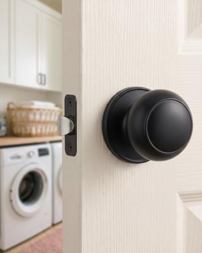Haidms 2 Pack Matte Black Passage Door Knobs, Black Closet Door Knobs,Passage Doorknobs Interior for Closet or Hall, Hallways