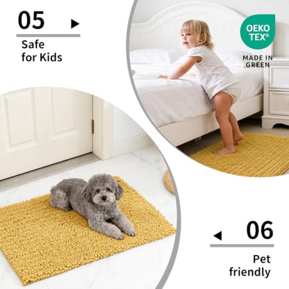 Disolla Yellow Bathroom Runner Rug 24x70 Inch - Extra Long Chenille Bath Mat, Luxury Shaggy Plush Absorbent Rug, Non-Slip Large Runner for Floor and Laundry Room