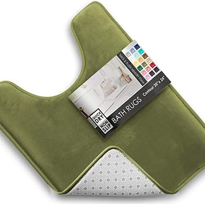 Clara Clark Bathroom Rugs, Velvet Memory Foam Bath Mat, Non-Slip, Machine Washable Bath Rugs - Dries Quickly, Ultra Soft Plush Bath Mats for Bathroom, 20 x 24, Sage Green
