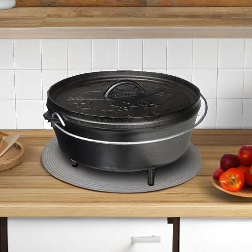 Lodge Seasoned Cast Iron Camp Dutch Oven with Lid - 6 Quart - Dual Handles - Seasoned Cast Iron Cookware with Steel Handle & Strong Lid for Heavy-Duty Camping Cookware - Boy Scouts of America