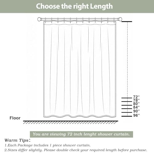 OWENIE Sage Green Shower Curtain for Bathroom 72 Inches Eatra Long, Elegant 3D Embossed Textured Cloth Waffle Shower Curtain, Modern Luxury Hotel Style, Water Repellent, Machine Washable, 60X72