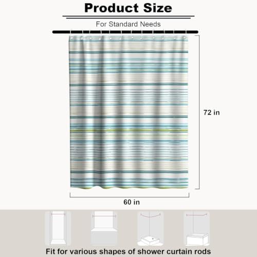 Modern Striped Luxury Shower Curtain Ocean Neutral Funky Unique Trendy