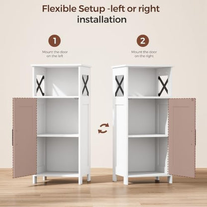 Homhedy Farmhouse Bathroom Storage Cabinet with Doors, Small Floor Cabinet