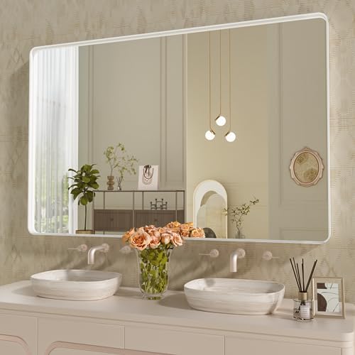 WEER White Bathroom Vanity Mirror 55x36 Inch