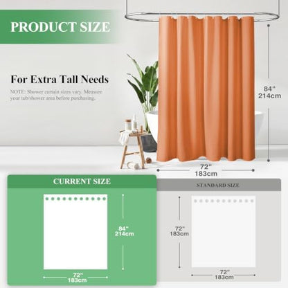 Dynamene Extra Long Waffle Shower Curtain 256 GSM Fabric 72x84 Burnt Orange