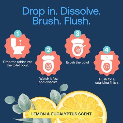 Fab Tab Toilet Bowl Cleaner Tablets, Lemon & Eucalyptus Scent, 90 Count