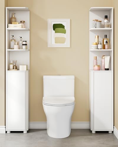 Hzuaneri Corner Cabinet, Tall Bathroom Corner Cabinet with Doors