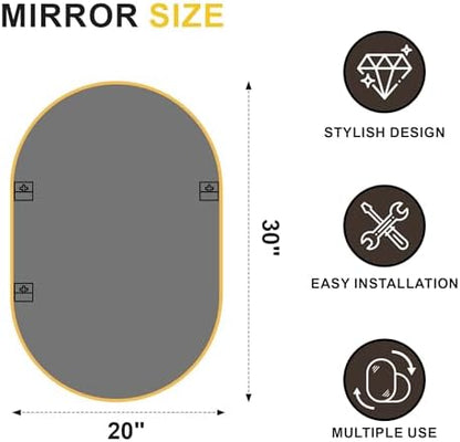 Oval Bathroom Mirror for Wall, 24"x36" Gold Bathroom Vanity Mirror