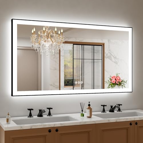 Amorho 55"x30" LED Bathroom Mirror, Frontlit&Backlit, Controlled Separately