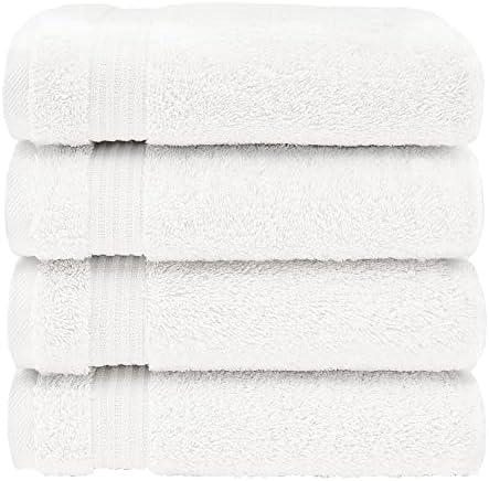 American Veteran Towel, Hand Towels for Bathroom Set of 4, 100% Cotton Turkish Hand Towel Sets, Soft Hand Face Towels, White Hand Towels