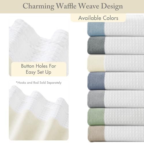 Madison Park Spa Waffle Weave Extra Long Shower Curtain, 72 x 84, Cream
