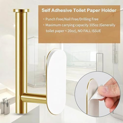 JOPOFI Self Adhesive Toilet Paper Holder - Brushed Gold（2 Pcs）