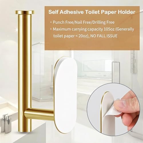 JOPOFI Toilet Paper Holder - Adhesive Toilet Paper Holder - Brushed Gold