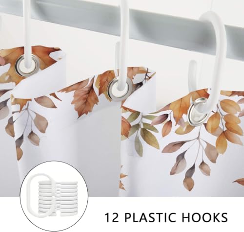Fall Pumpkins Shower Curtain, Autumn Maple Leaf Leaves Harvest Thanksgiving Farmhouse Bathr Curtains Set,Waterproof Fabric Bathroom Curtains Decor 60X72IN