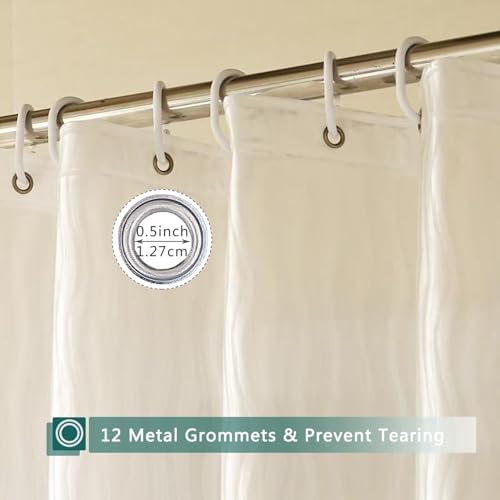 Shower Curtain Liner, 100% Waterproof Eva Shower Curtains with 3 Duty Heavy Bottom Magnets and 12 Rust Proof Grommets, 72x72 Weighted Shower Liner for Shower Stall, Bathtubs
