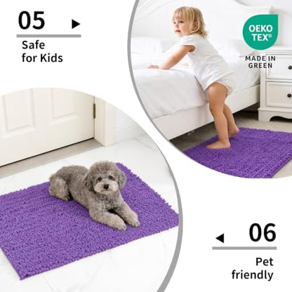 Disolla Purple Bathroom Runner Rug 24x55 Inch - Long Chenille Bath Mat, Extra Soft Shaggy Plush Absorbent Runner, Non-Slip Washable Rug for Tub, Bedside and Kitchen