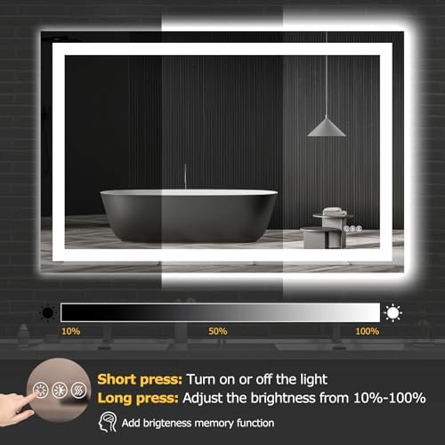 Hivone 48"X32" LED Bathroom Mirror with Lights, UL Listed