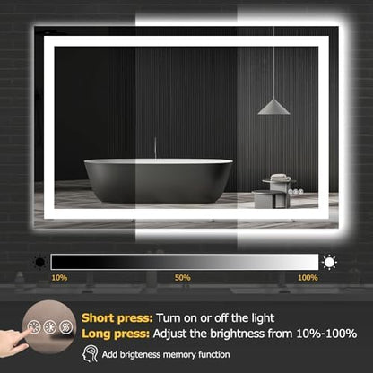 Hivone 48"X32" LED Bathroom Mirror with Lights, UL Listed
