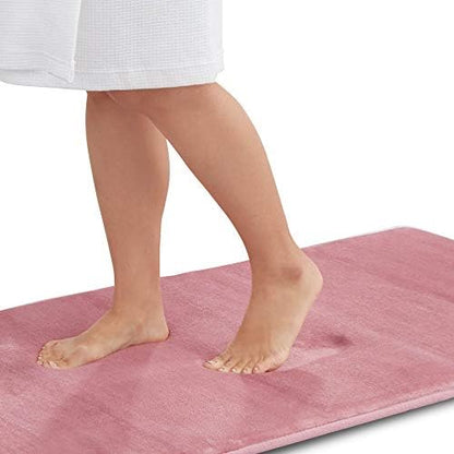 Memory Foam Bath Mat Non Slip Absorbent Super Cozy Velvet Bathroom Rug Carpet (60 inches X 17 inches, Mauve)