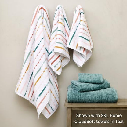SKL Home Modesto Stripe Hand Towel Set-2pc, Premium 100% Cotton, Multi