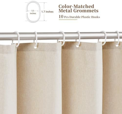 BTTN 54x78 Boho Scalloped Linen Textured Cloth Shower Curtain, Beige/Cream