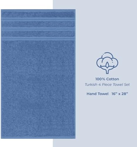American Soft Linen 100% Cotton Luxury Turkish Towels, 4 PC Hand Towel Set