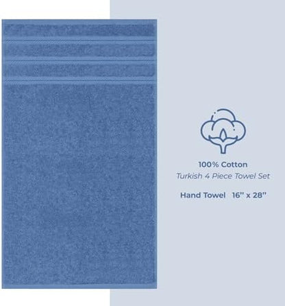 American Soft Linen 100% Cotton Luxury Turkish Towels, 4 PC Hand Towel Set