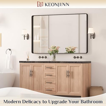 Keonjinn 48 x 30 Inch Black Bathroom Mirrors for Over Sink, Tempered Glass