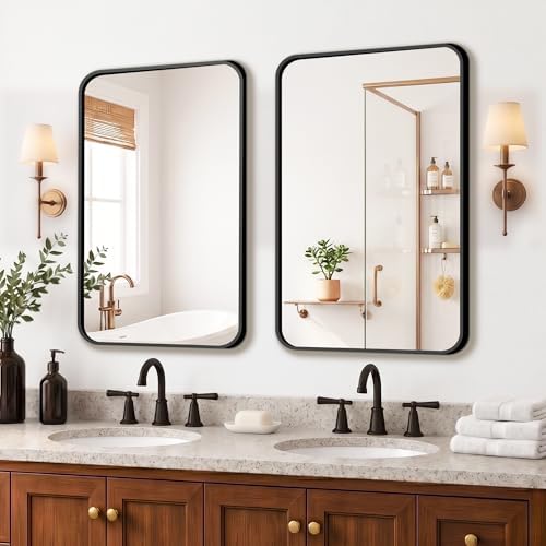 FICTOR Bathroom Mirror for Over Sink, 2 Pack 30"x20" Vanity Mirror, Black