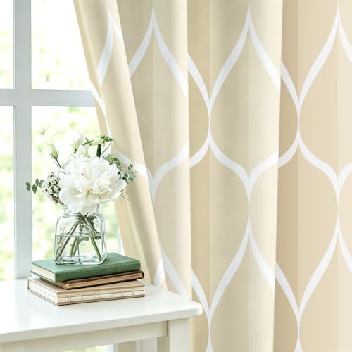 Gelbchu Geometric Shower Curtain for Bathroom, Ivory, 72x72 Inch