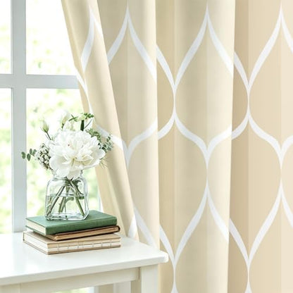 Gelbchu Geometric Shower Curtain for Bathroom, Ivory, 72x72 Inch