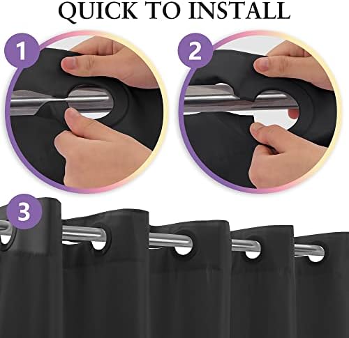 River Dream No Hook Stall Shower Curtain or Liner Microfiber Black, 36x74