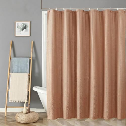 Aiyufeng Moga Coral Fabric Shower Curtains for Bathroom - Hotel Spa Polyester Cloth Bath Curtain with 12 Holes, 72x72, Machine Washable, Coral