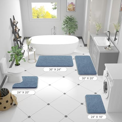OLANLY Bathroom Runner Rugs 45x27, Extra Soft Absorbent Chenille Bath Rugs
