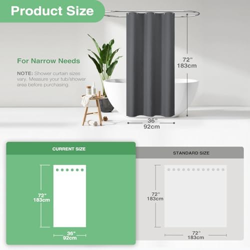 Dynamene Stall Waffle Shower Curtain 256 GSM Heavy 36"x72" Charcoal Grey