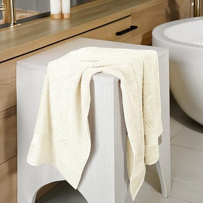 Large Bath Towels Set of 6 – 100% Cotton Terry – 24" x 50" – Quick Dry, Soft & Highly Absorbent – Ivory Towels for Bathroom, Gym, Spa, Pool & Daily Use
