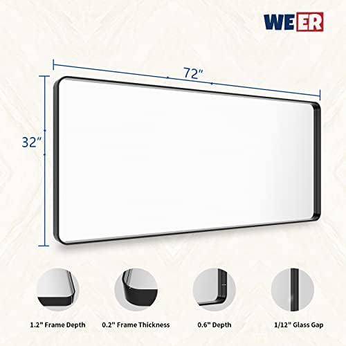 WEER Black Bathroom Vanity Mirror 72X32 Inch