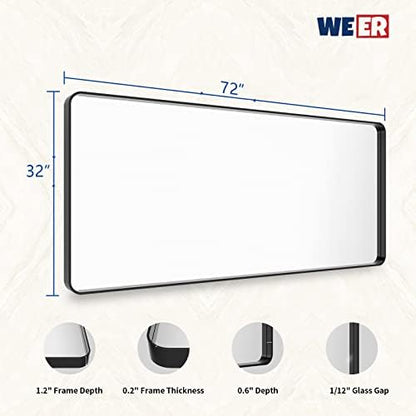 WEER Black Bathroom Vanity Mirror 72X32 Inch