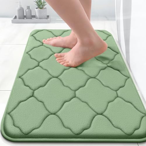 OLANLY Memory Foam Bath Mat Rug 24x16, Ultra Soft Bathroom Rugs, Sage Green
